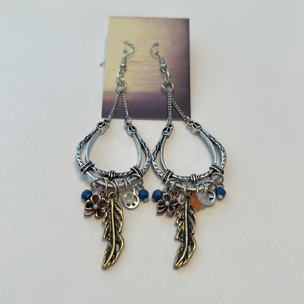 Horseshoe charm, stainless steel earrings